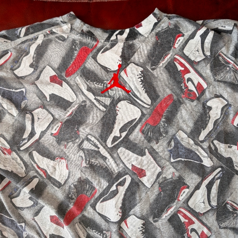 Air Jordan Full Print Sneakers Jordans Shirt Mens Size Large Y2K
